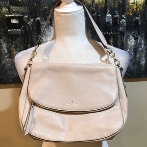 Kate Spade Cream Pebble Leather Pre-Owned Shoulder Bag w/Chainlink Detailing
